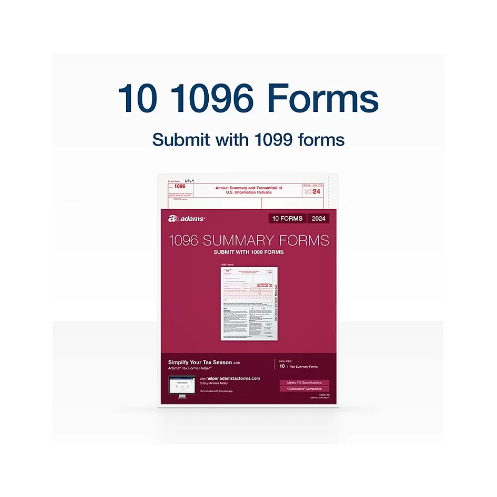 Adams 2024 1096 Summary Tax Form, 10/Pack (STAX1096-24) Clearance