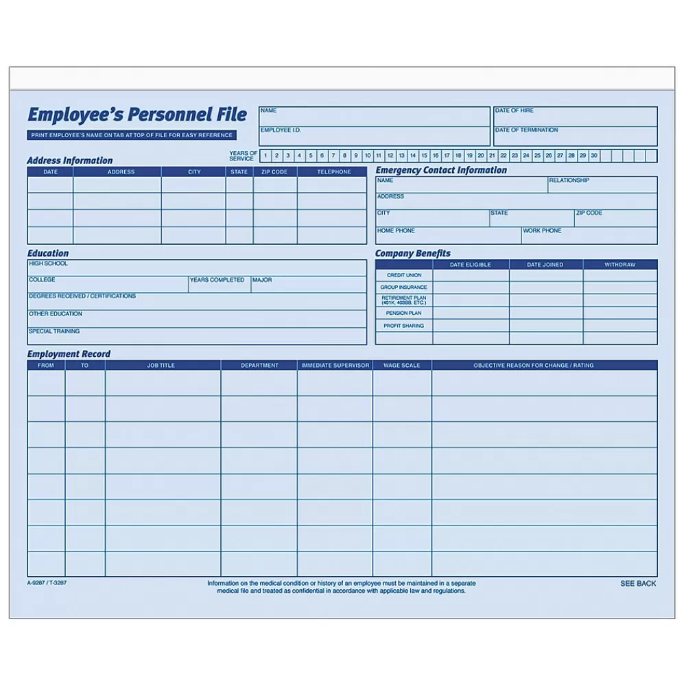 Adams 1 Part Employee Personal Files, 20/Pack (9287ABF) Hot