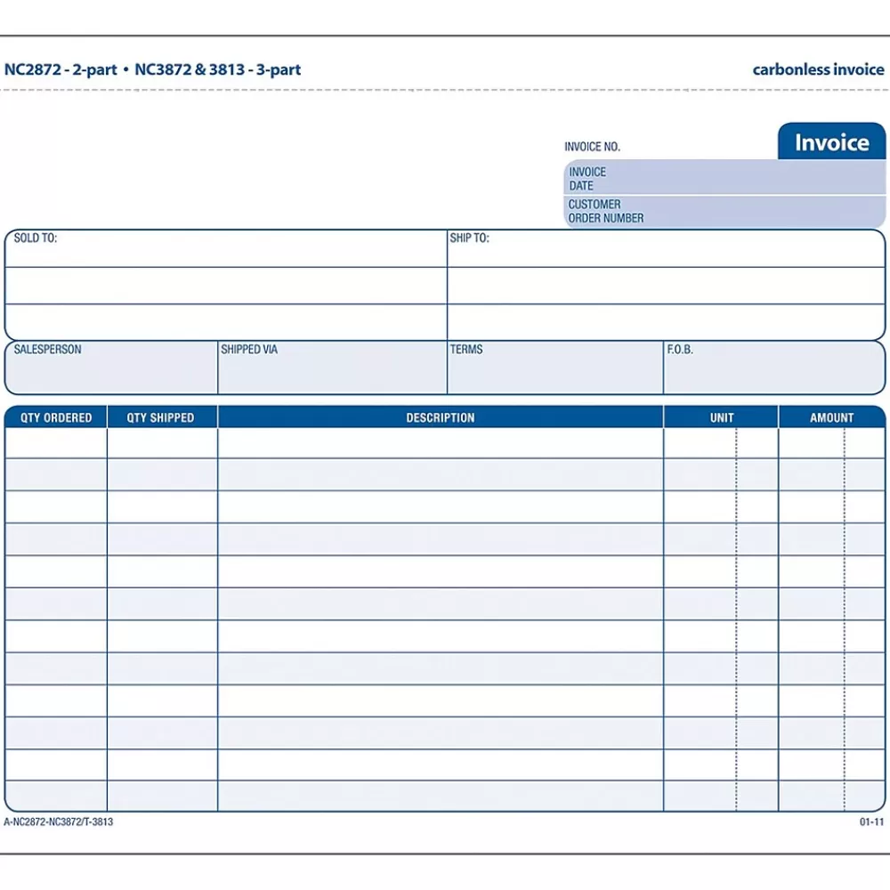 Adams 2-Part Carbonless Invoices, 8-1/2" x 7-7/16", 50 Sets/Book (NC2872-50) Hot