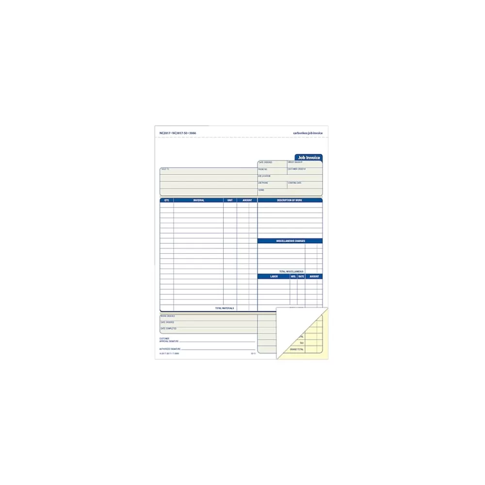 Adams 2-Part Carbonless Invoices, 8" x 11", 100 Sets/Book (NC2817) Best Sale