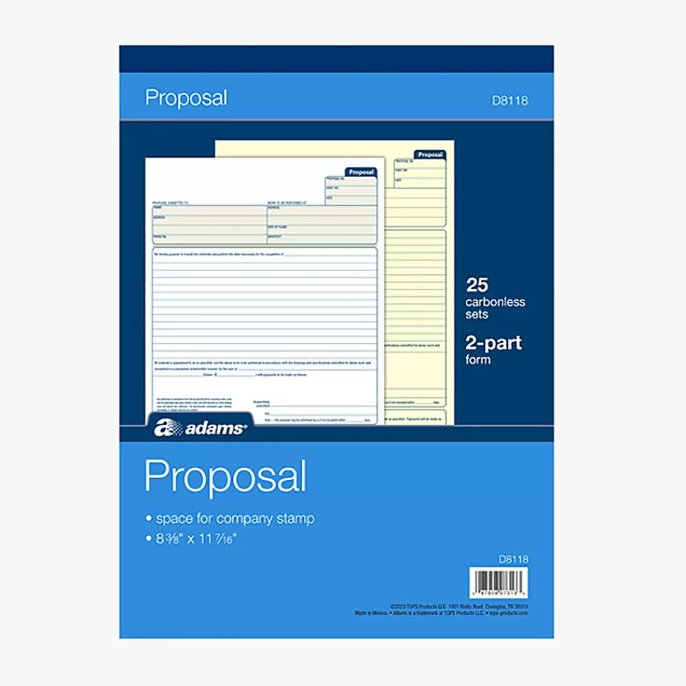 Adams 2-part carbonless Proposal Book, 8 3/8" x 11 7/16", 25 Sets/Book (D8118) Cheap