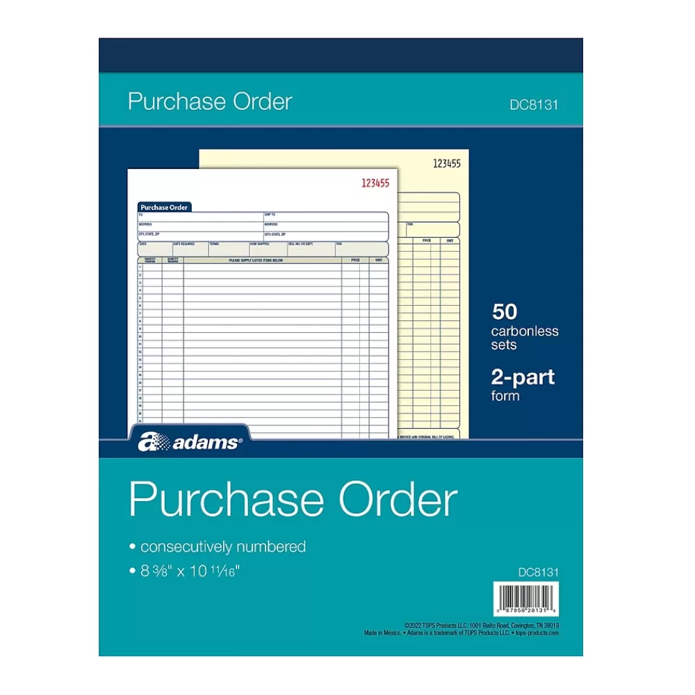 Adams 2-Part Carbonless Purchase Order, 8 3/8" x 11 7/16", 50 Sets/Book (DC8131) Best