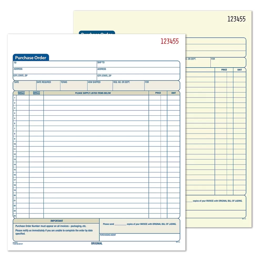 Adams 2-Part Carbonless Purchase Order, 8 3/8" x 11 7/16", 50 Sets/Book (DC8131) Best