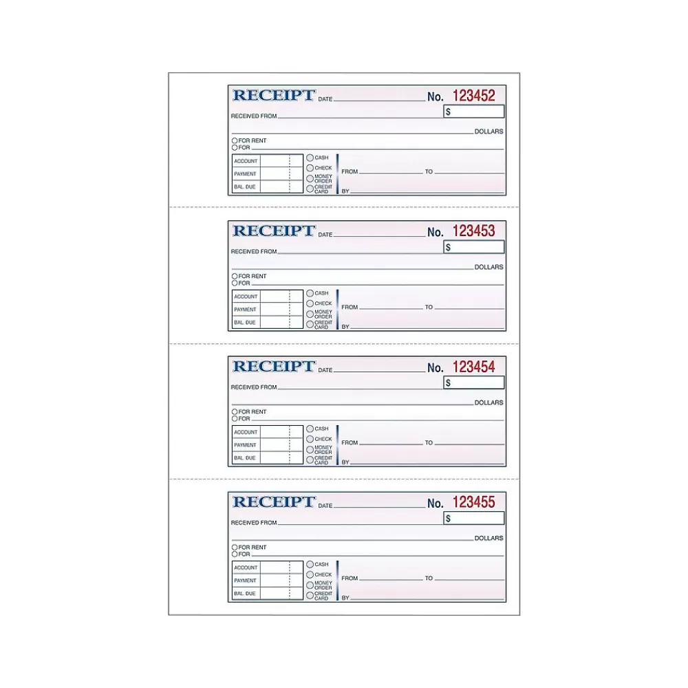 Adams 2-Part Carbonless Receipts, 2.75"L x 7.13"W, 200 Sets/Book (DC1182) Sale