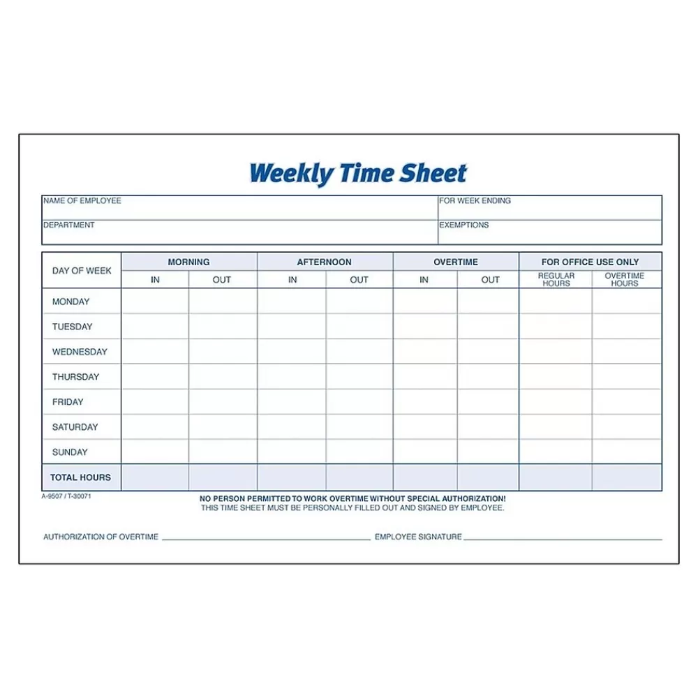 Adams Time Sheets, 100/Pad, 2 Pads/Pack (ABF 9507ABF) Fashion