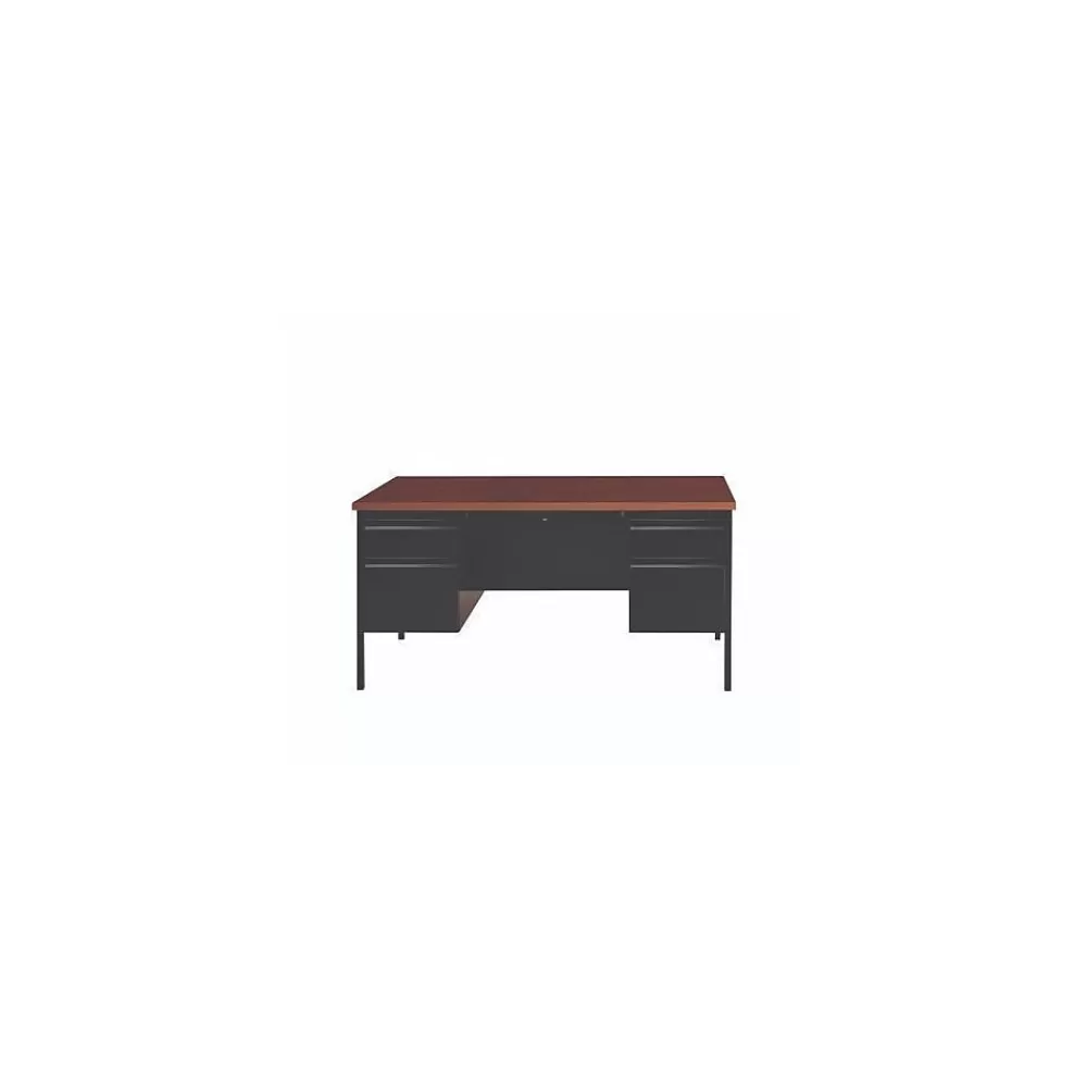 Alera 60"W Double Pedestal Desk, Mocha/Black (ALEHSD6030BM) New