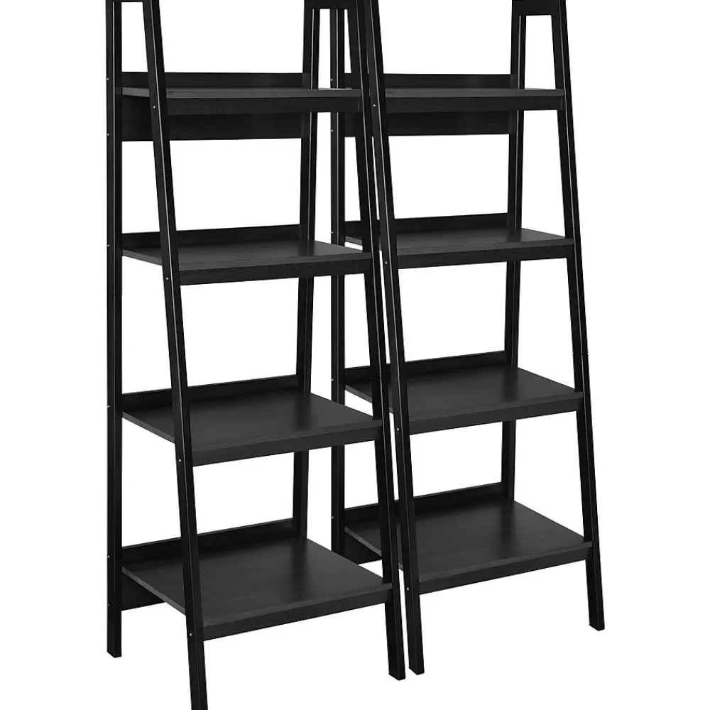 DHP Ameriwood Home Lawrence 60"H 4-Shelf Ladder Bookcase Bundle, Black (9482096) Best Sale