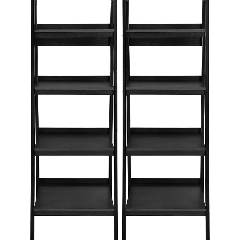 DHP Ameriwood Home Lawrence 60"H 4-Shelf Ladder Bookcase Bundle, Black (9482096) Best Sale