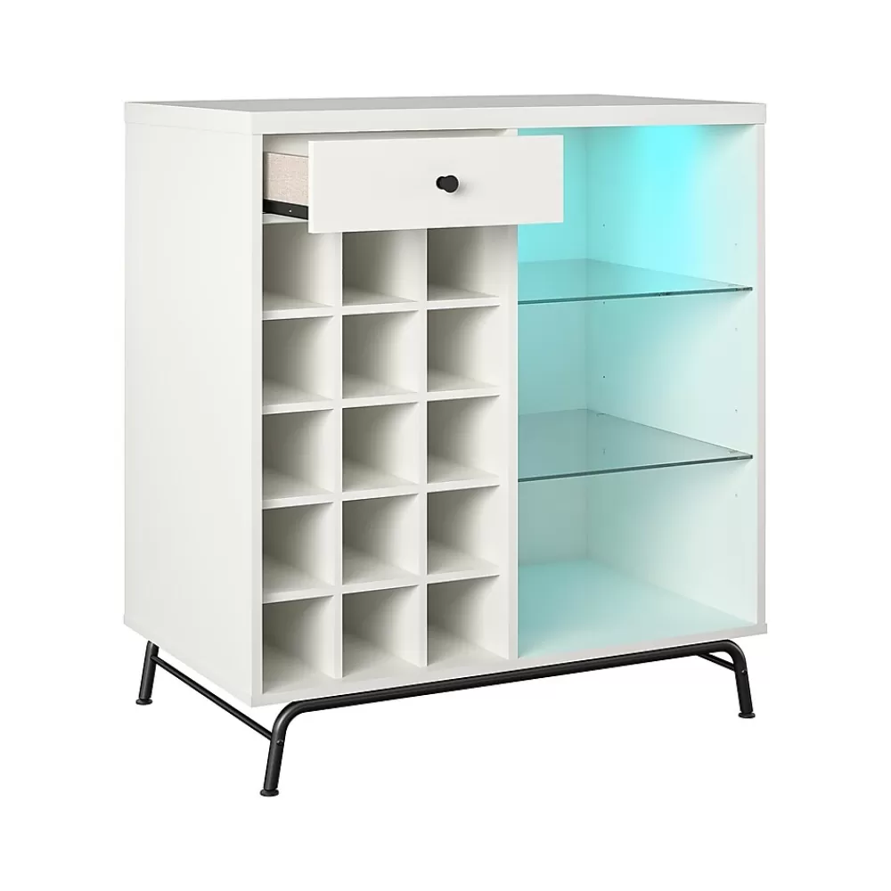 Ameriwood Melbourne 36.5" Bar Cabinet with 3 Shelves, White (3593013COM) Clearance