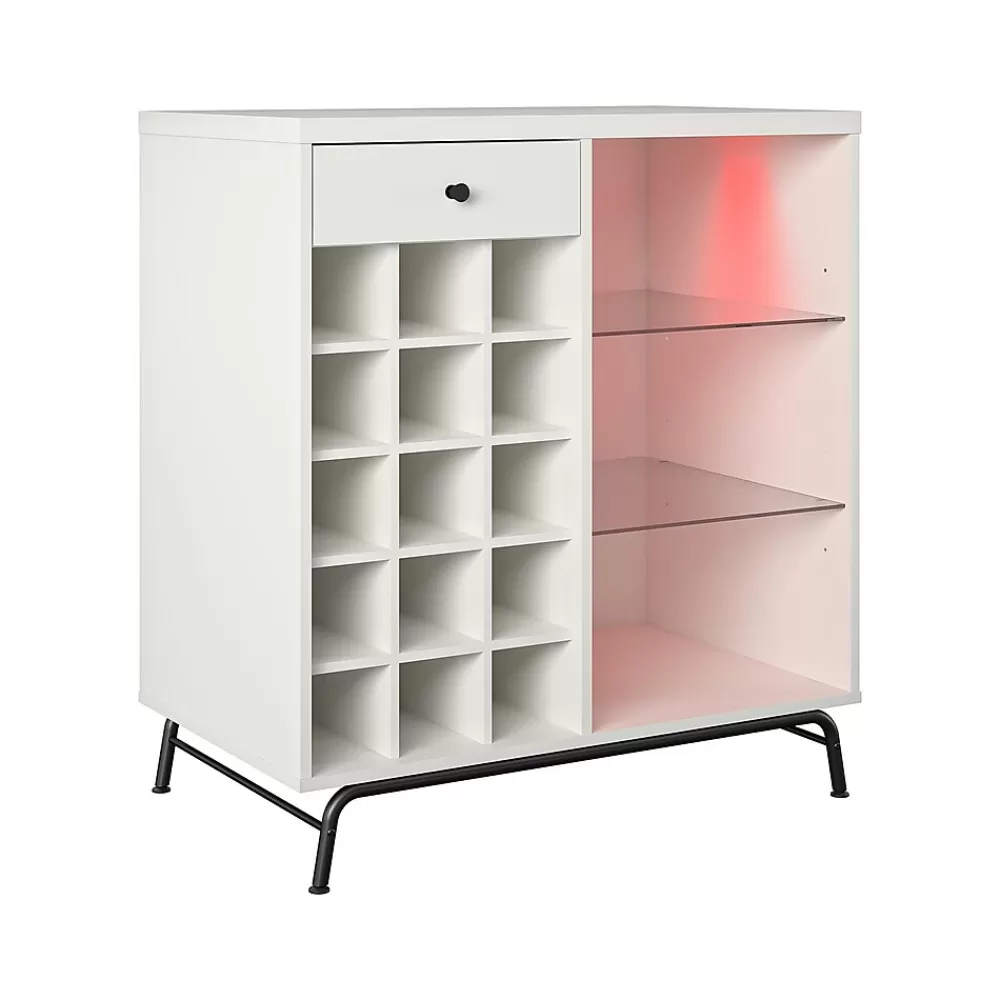 Ameriwood Melbourne 36.5" Bar Cabinet with 3 Shelves, White (3593013COM) Clearance