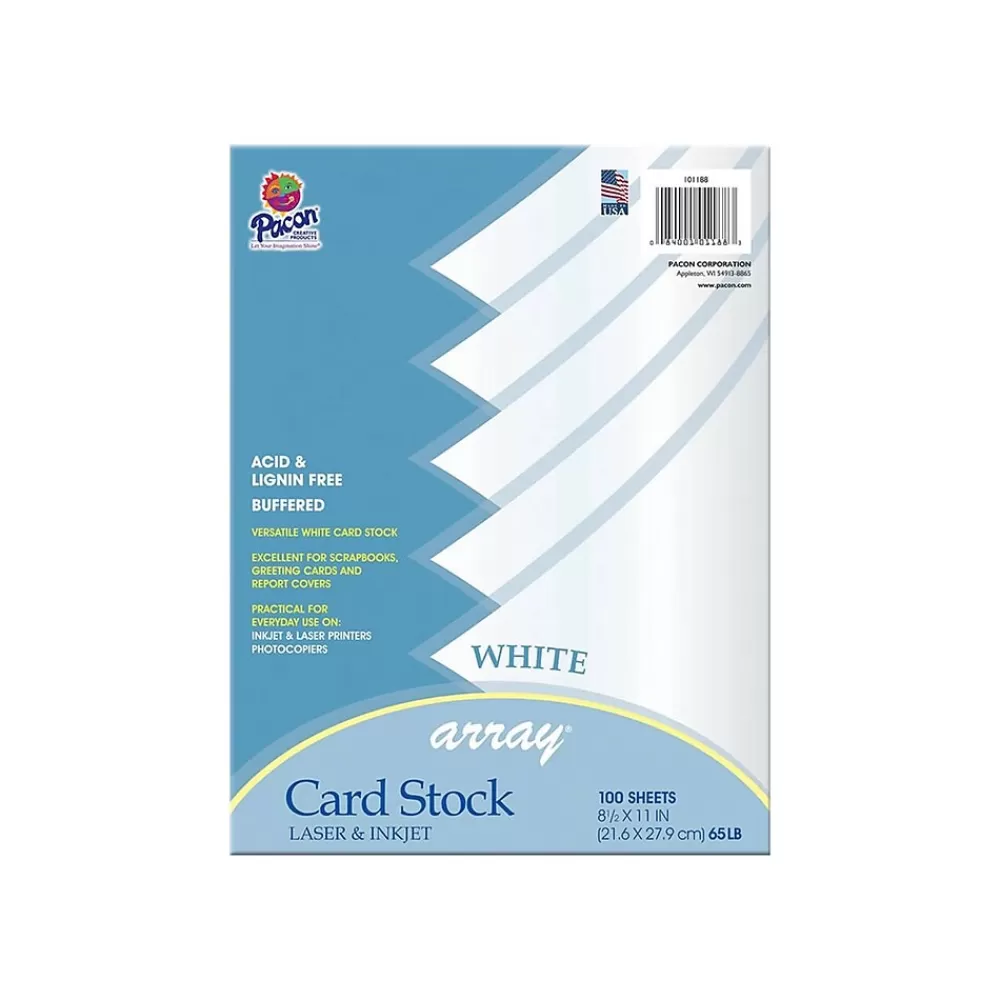 Array 65 lb. Cardstock Paper, 8.5" x 11", White, 100 Sheets/Pack (101188) New