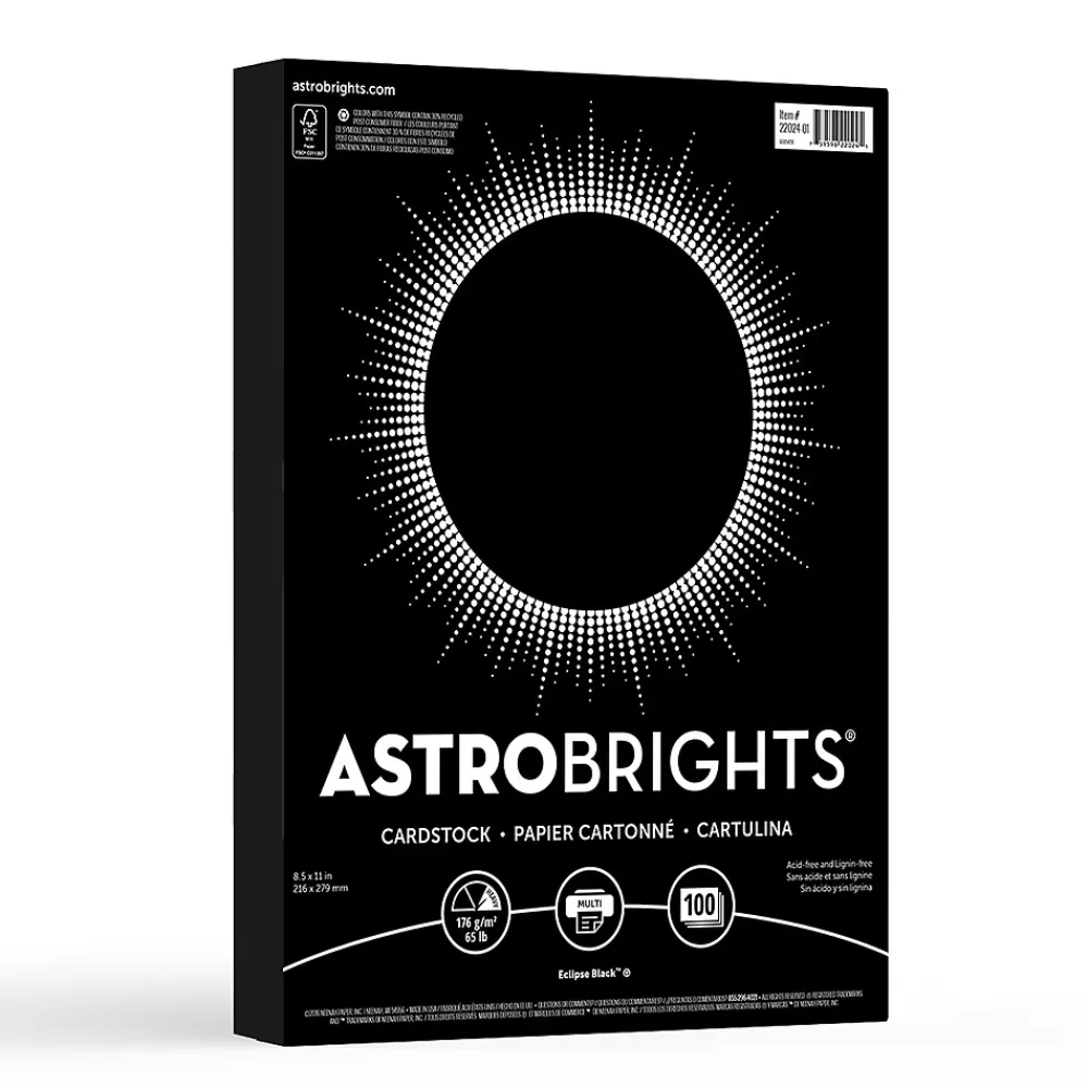 Astrobrights 65 lb. Cardstock Paper, 8.5" x 11", Eclipse Black, 100 Sheets/Pack (22024-01) Flash Sale