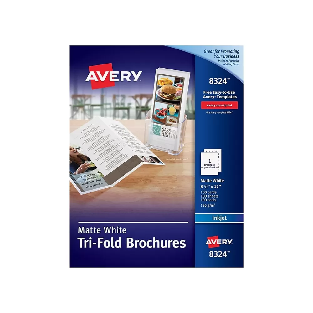 Avery Tri-Fold Matte Brochure Paper, 8.5" x 11", 100 Sheets/Pack (08324) Flash Sale