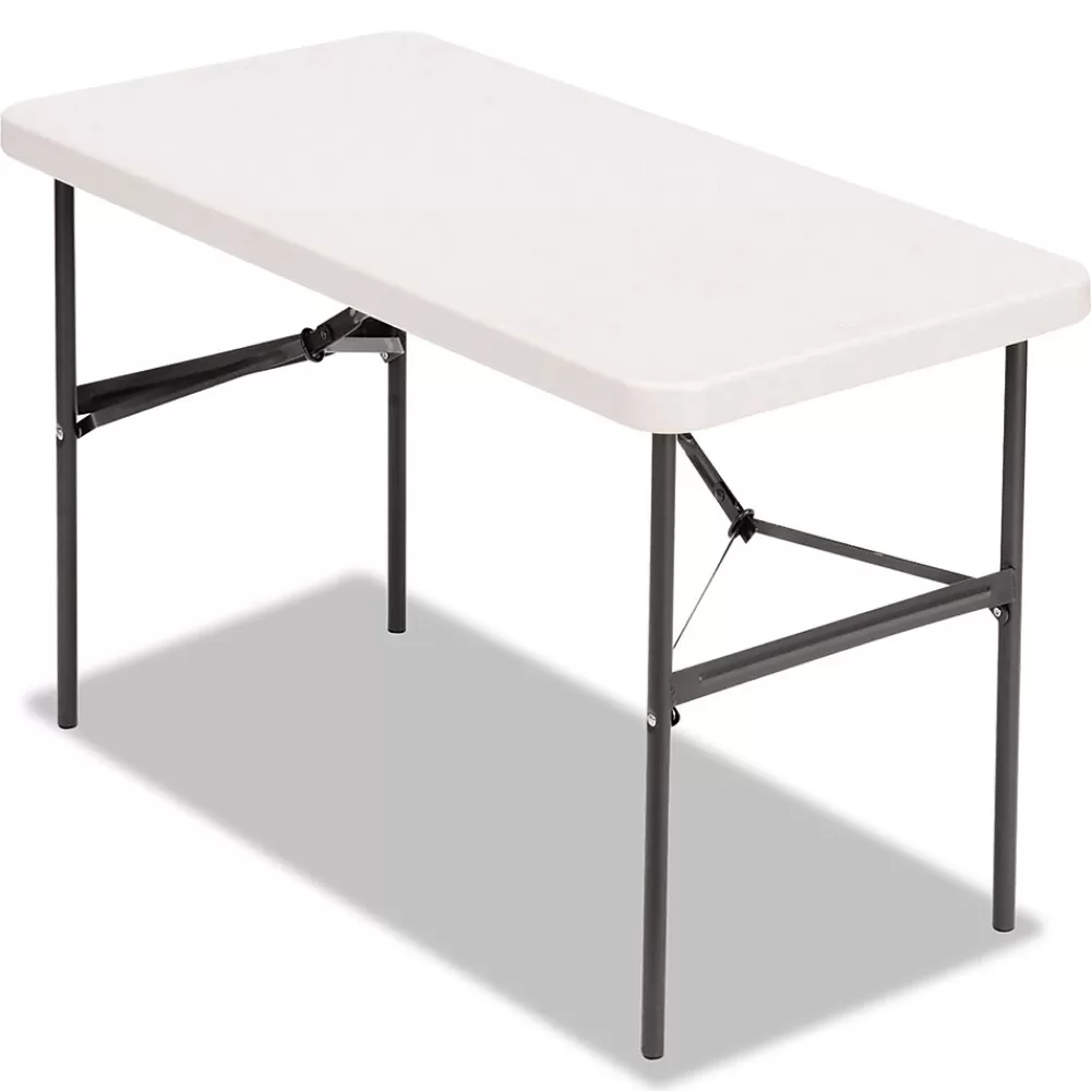 Alera Banquet Folding Table, Rectangular, Radius Edge, 48 x 24 x 29, Platinum/Charcoal Best