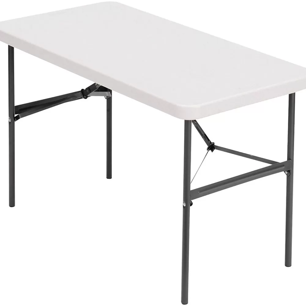 Alera Banquet Folding Table, Rectangular, Radius Edge, 48 x 24 x 29, Platinum/Charcoal Best