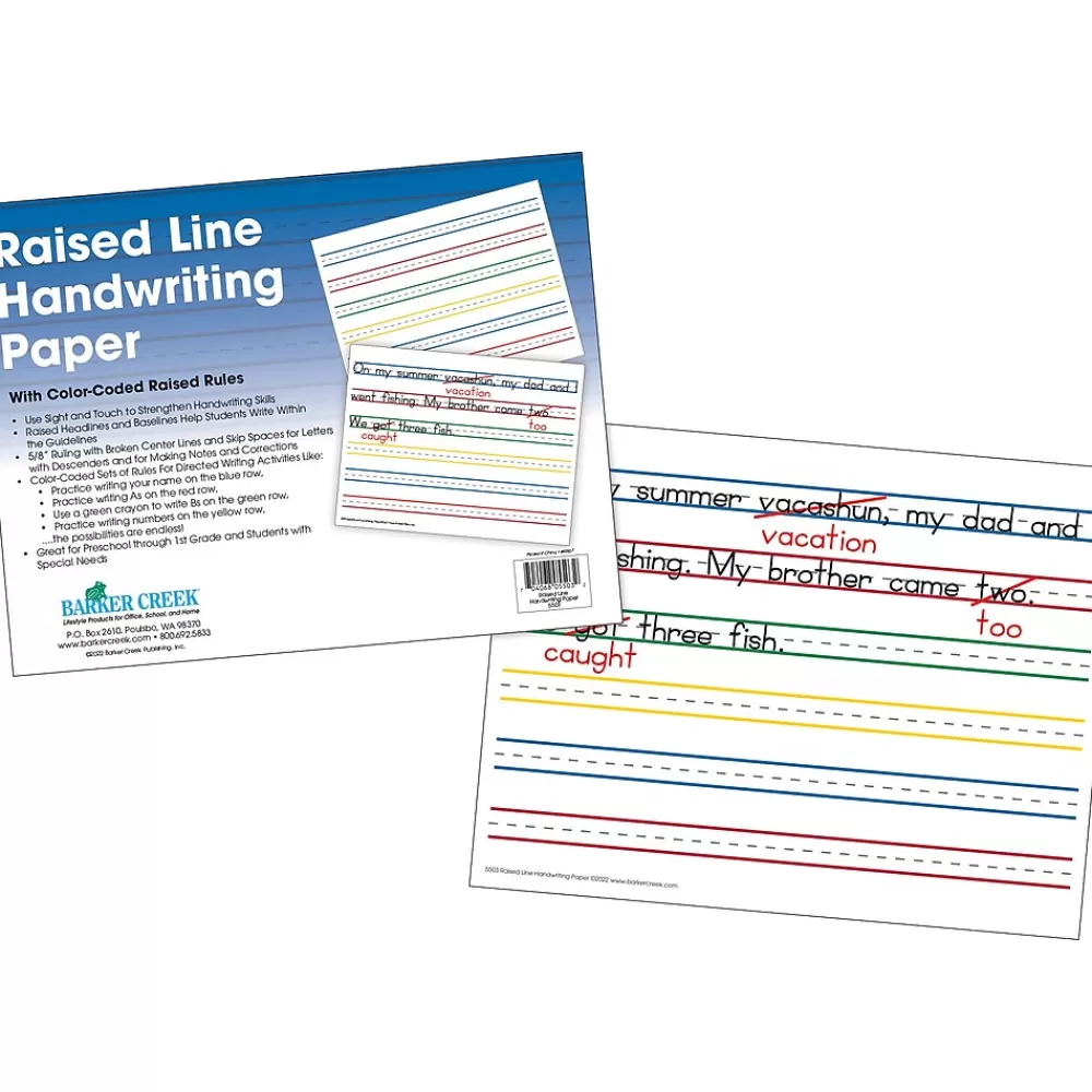 Barker Creek 8.5" x 11" Raised Line Handwriting Paper, 50 Sheets/Pack (5503) Flash Sale