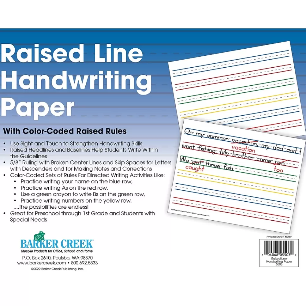 Barker Creek 8.5" x 11" Raised Line Handwriting Paper, 50 Sheets/Pack (5503) Flash Sale