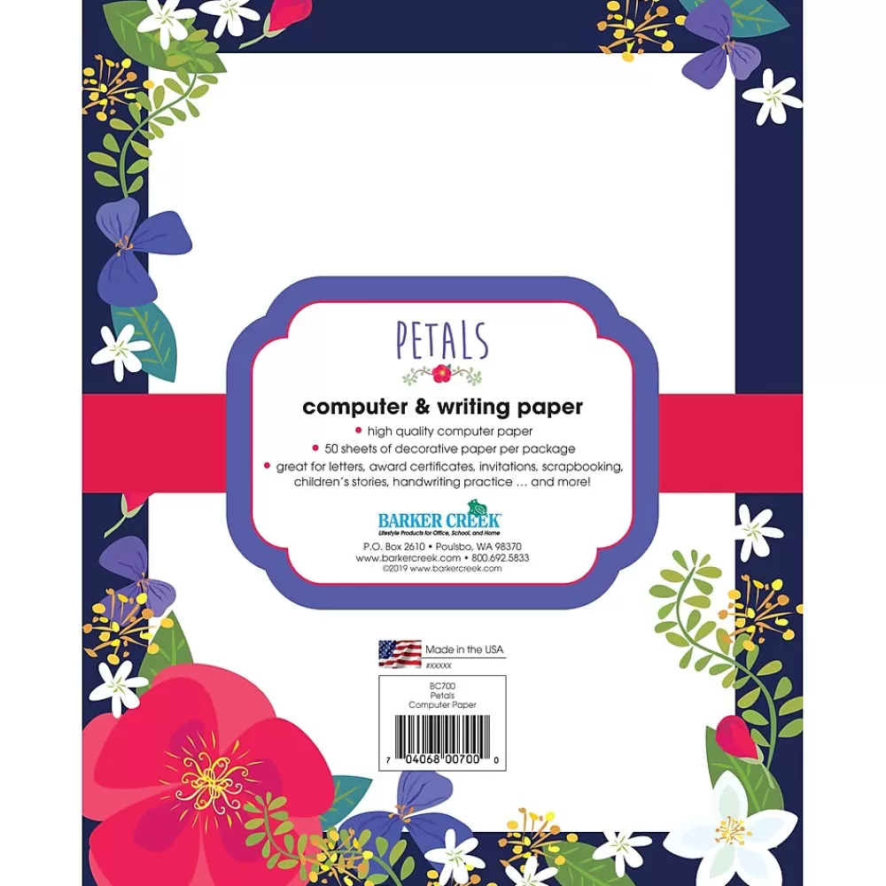 Barker Creek Petals Computer Paper, 8 ½” x 11", 50 Sheets/Pack (BC700) Store