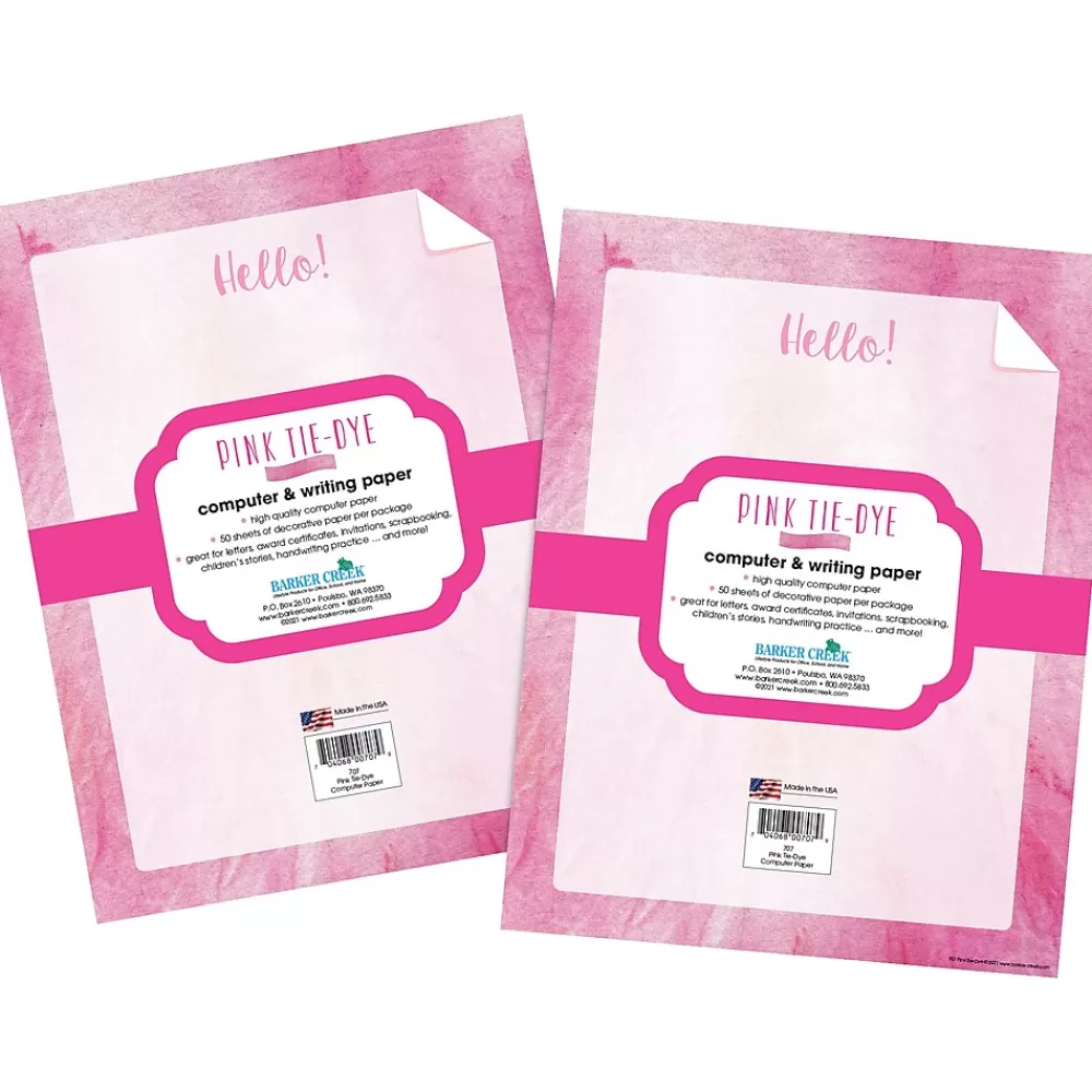 Barker Creek Pink Tie-Dye Computer Paper Pack, 100 Sheets/Set (4340) Shop