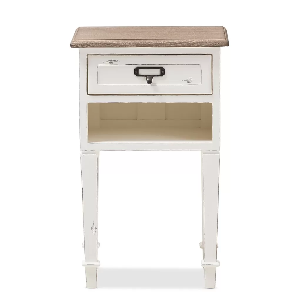 Baxton Studio Dauphine 26" High 1-Drawer Nightstand, White (2633-7575-STPL) New