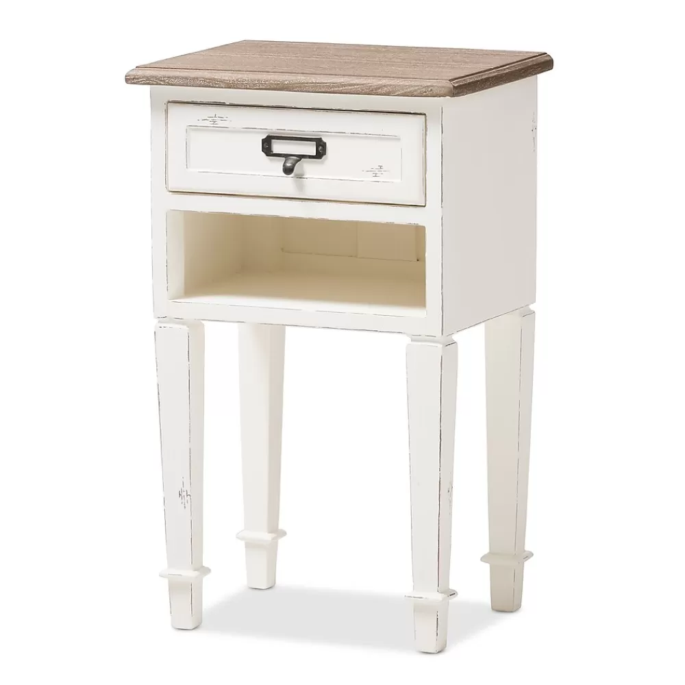 Baxton Studio Dauphine 26" High 1-Drawer Nightstand, White (2633-7575-STPL) New