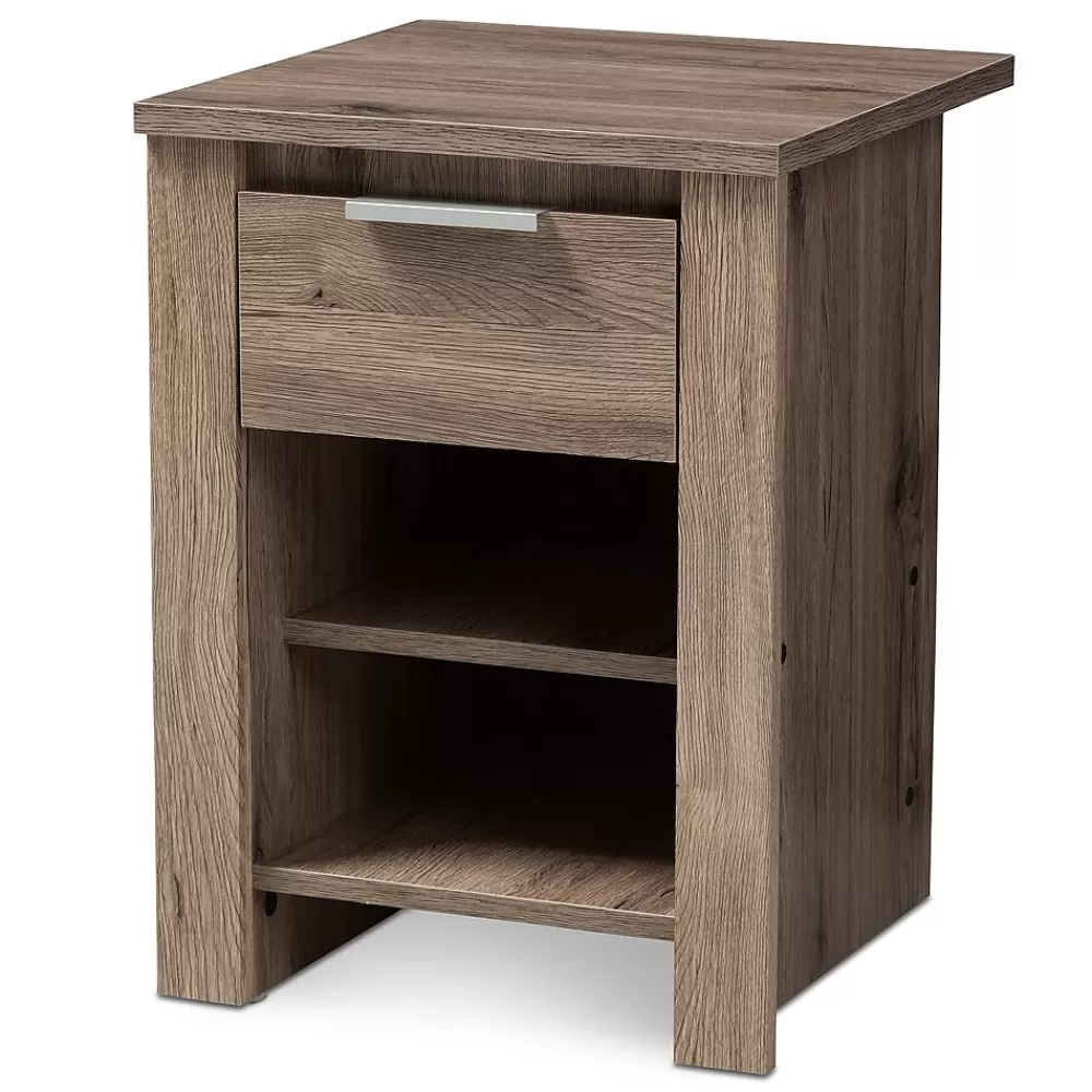 Baxton Studio Laverne 21.65" High 2-Shelf Nightstand, Oak Brown (146-8295-HiT) Cheap