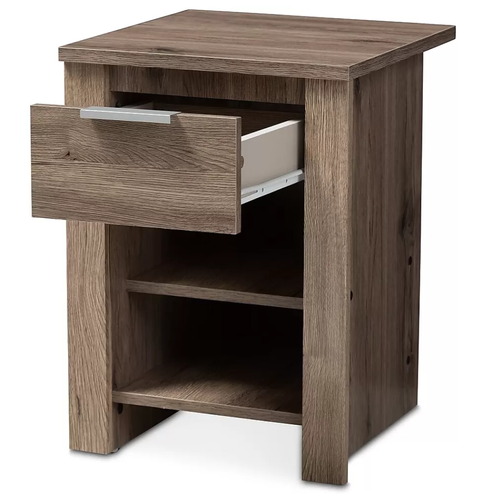 Baxton Studio Laverne 21.65" High 2-Shelf Nightstand, Oak Brown (146-8295-HiT) Cheap