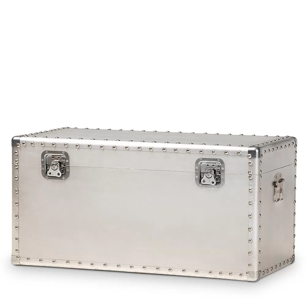 Baxton Studio Serge 13.98" High Storage Trunk, Silver (160-10246-HiT) Flash Sale