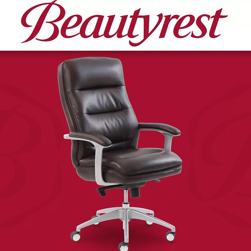 Beautyrest Platinum Sofil Bonded Leather Executive Chair, (49404BR) Brown Discount