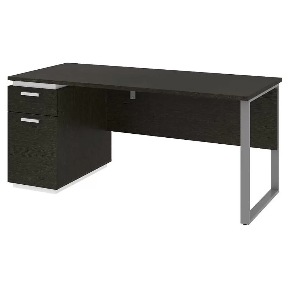 bestar Aquarius 66" Pedestal Desk, Deep Grey/White (114400-000032) Best