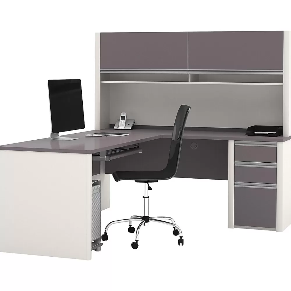 bestar Connexion 71" L-Shaped Desk, Slate/Sandstone (93859-59) Outlet