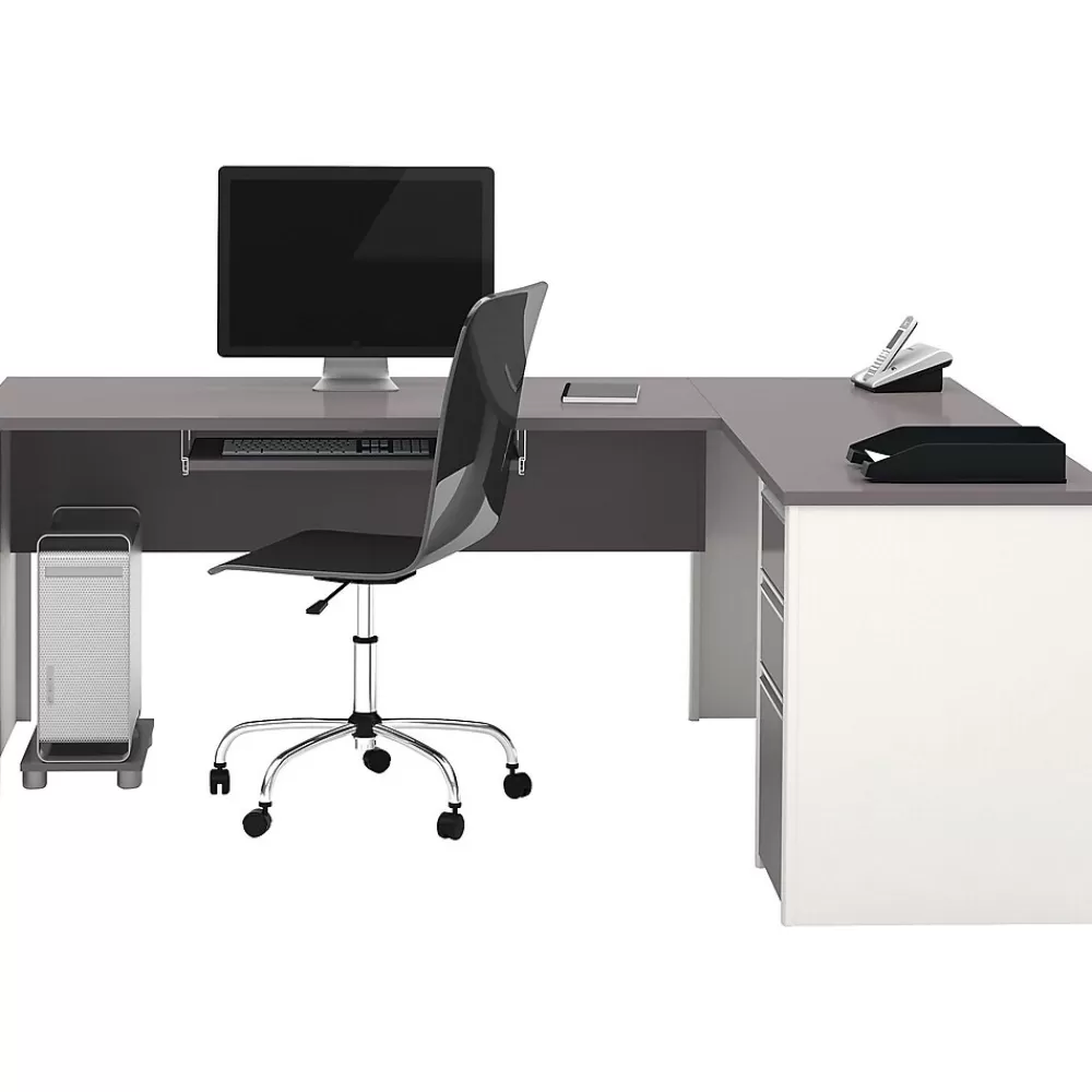 bestar Connexion 71" L-Shaped Desk, Slate/Sandstone (93880-59) Flash Sale