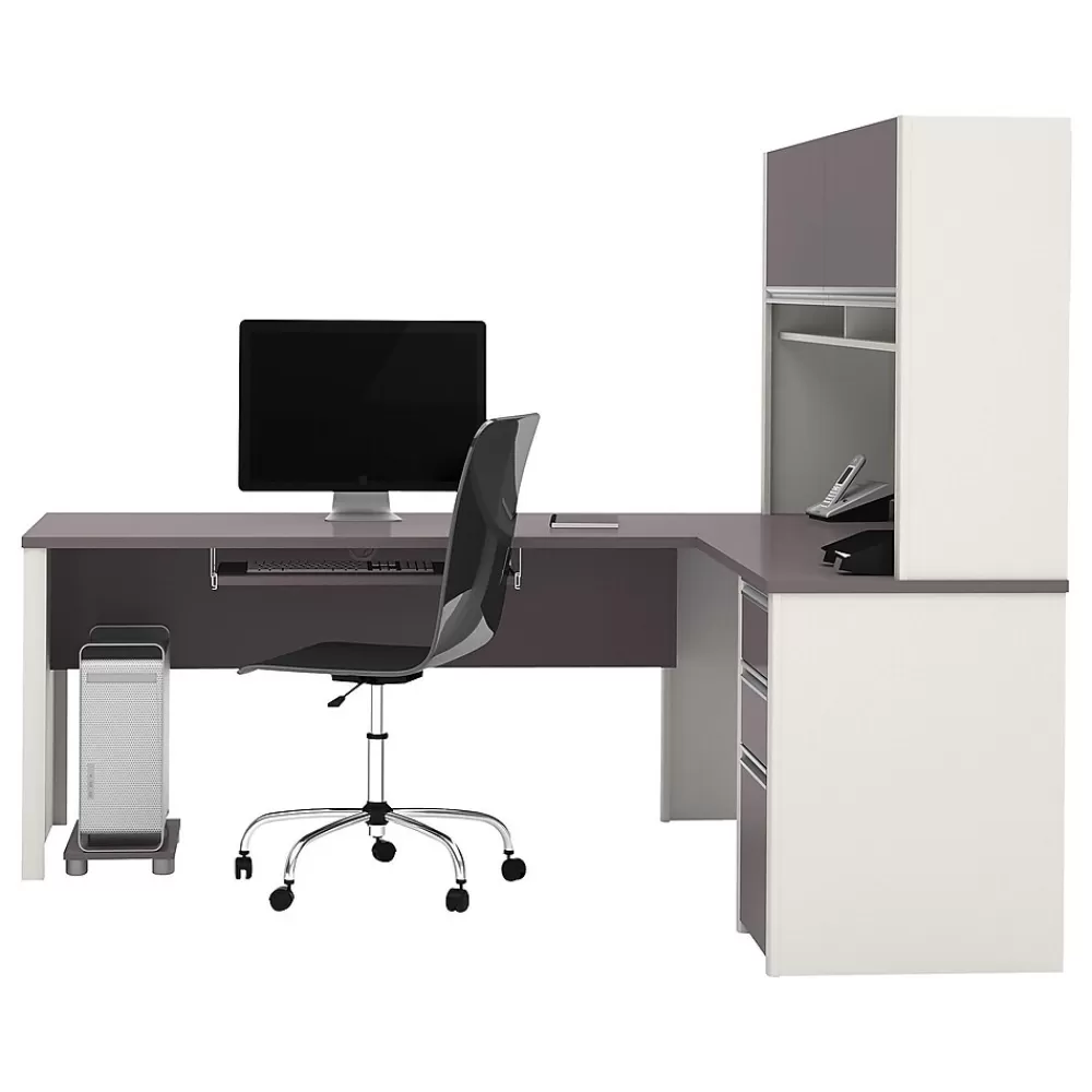 bestar Connexion 71" L-Shaped Desk, Slate/Sandstone (93859-59) Outlet