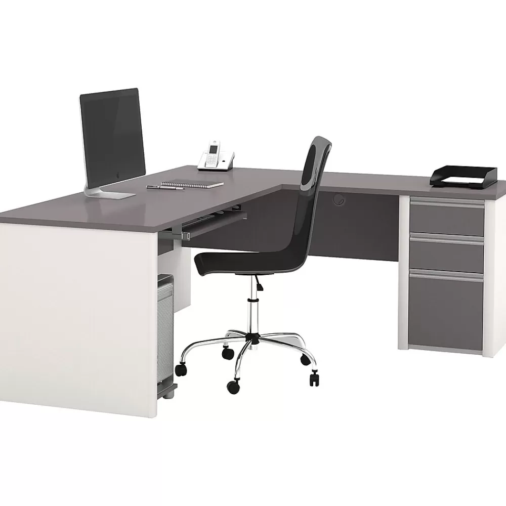 bestar Connexion 71" L-Shaped Desk, Slate/Sandstone (93880-59) Flash Sale