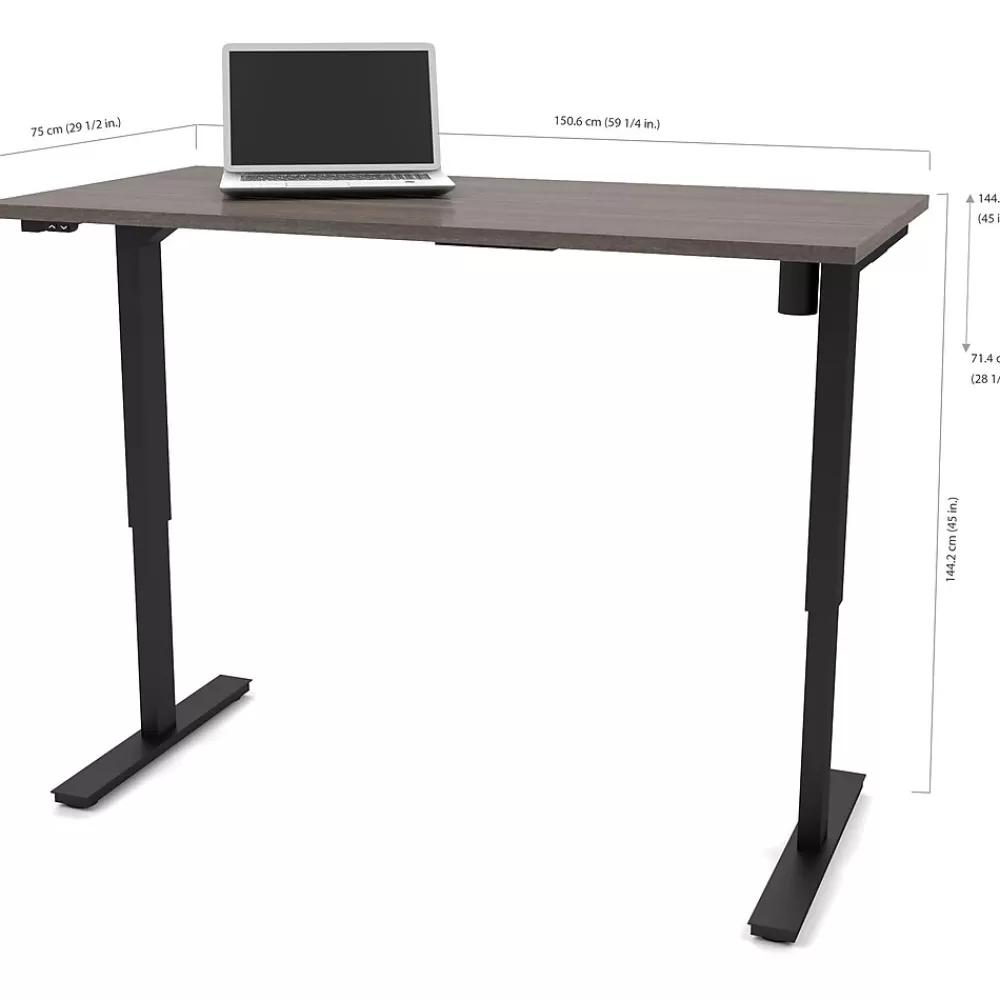 bestar Pro-Linea 30" x 60" Electric Height-Adjustable Table, Bark Grey (65867-47) Shop