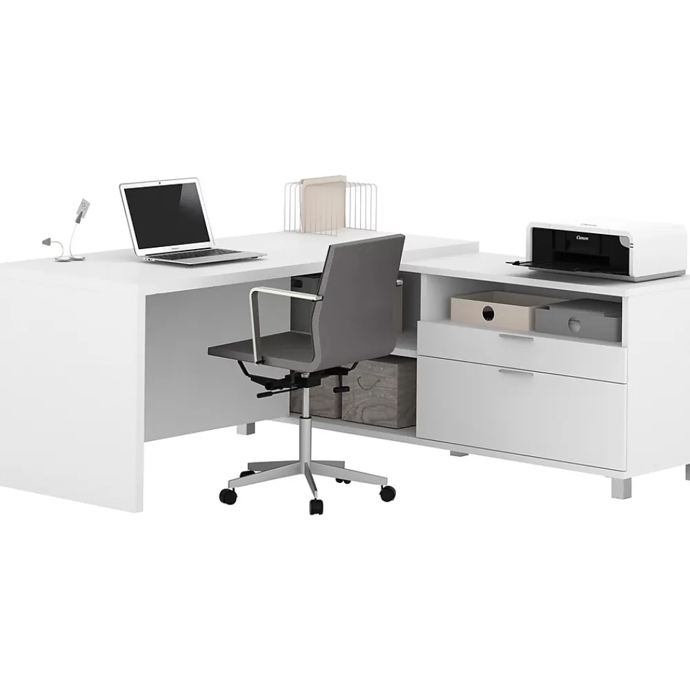 bestar Pro-Linea L-Desk, White (120863-17) Discount