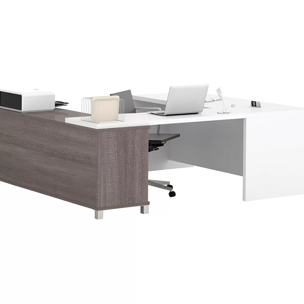 bestar Pro-Linea U-Desk, Bark Grey/White (120895-47) Best Sale