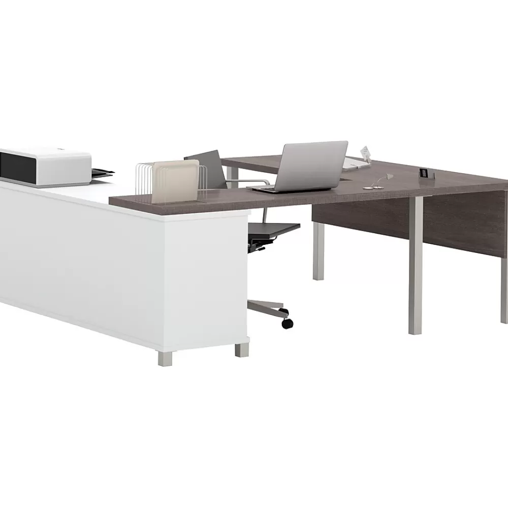 bestar Pro-Linea U-Desk, White/Bark Grey (120881-47) Fashion