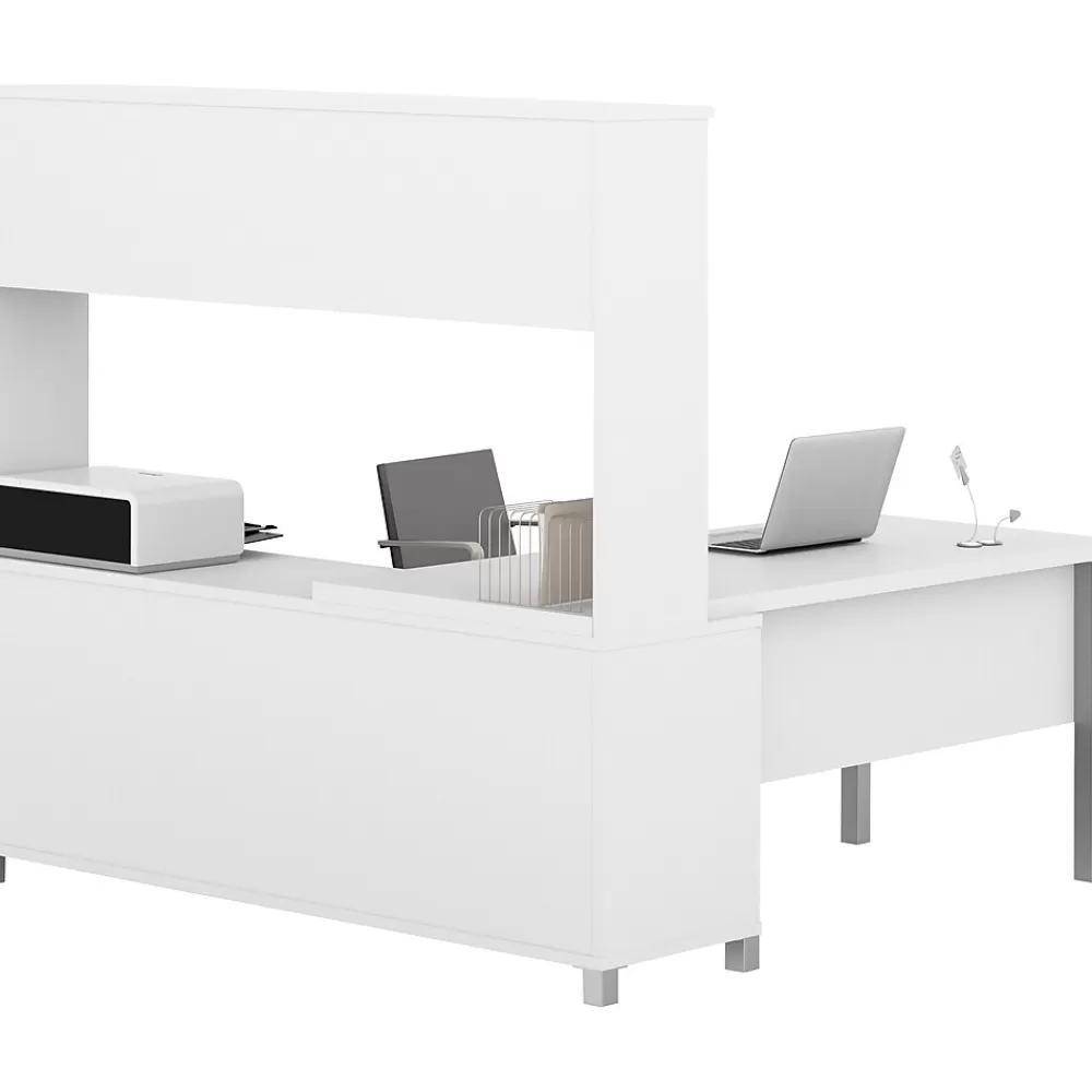 bestar Pro-Linea 71"W L-Desk with Hutch, White (120864-17) Sale