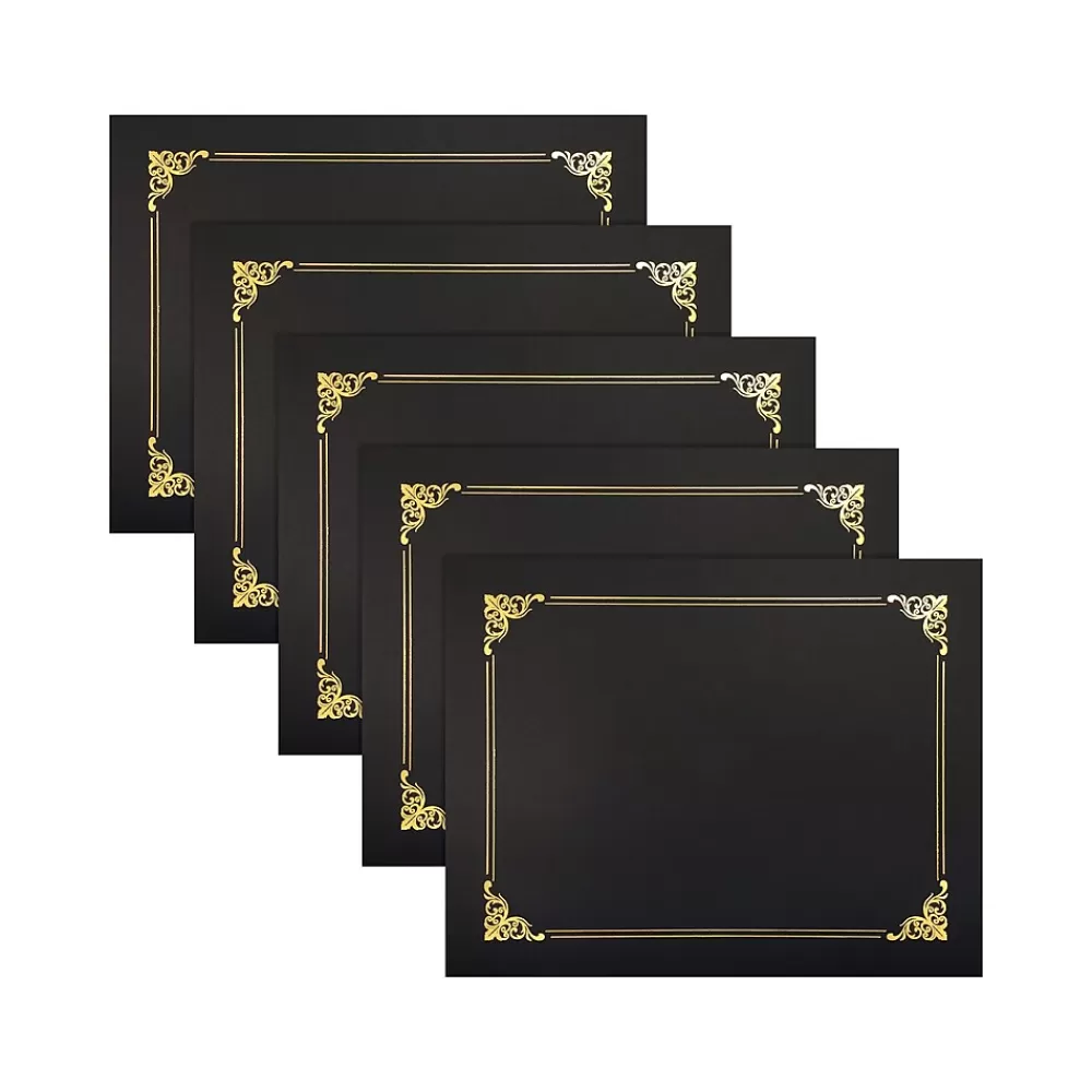 Better Office Certificate Holders, 8.75" x 11.25", Black/Gold, 25/Pack (65251-25PK) Cheap