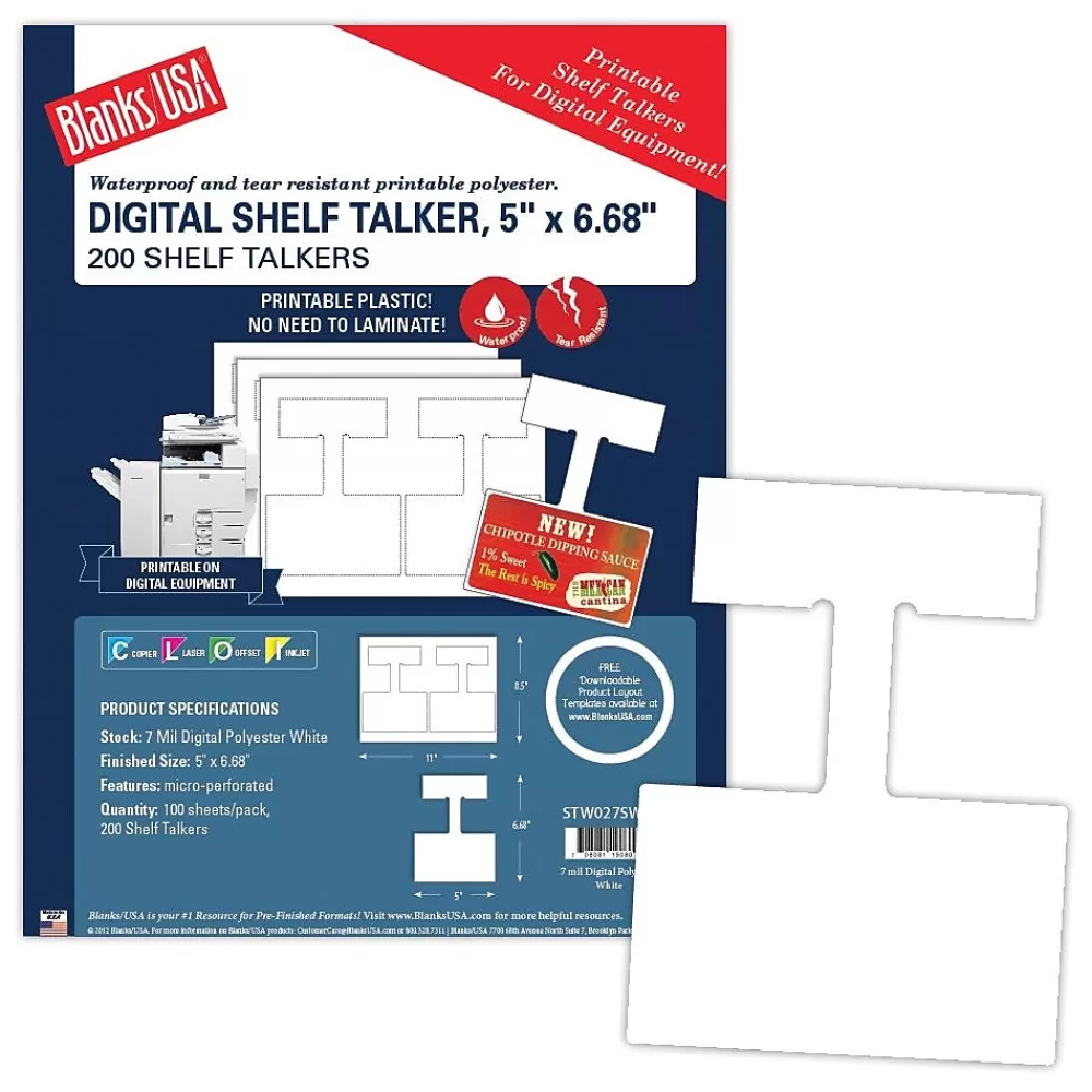 Blanke Blanks/USA® 5" Tall Shelf Talker, White, 200/Pack Hot