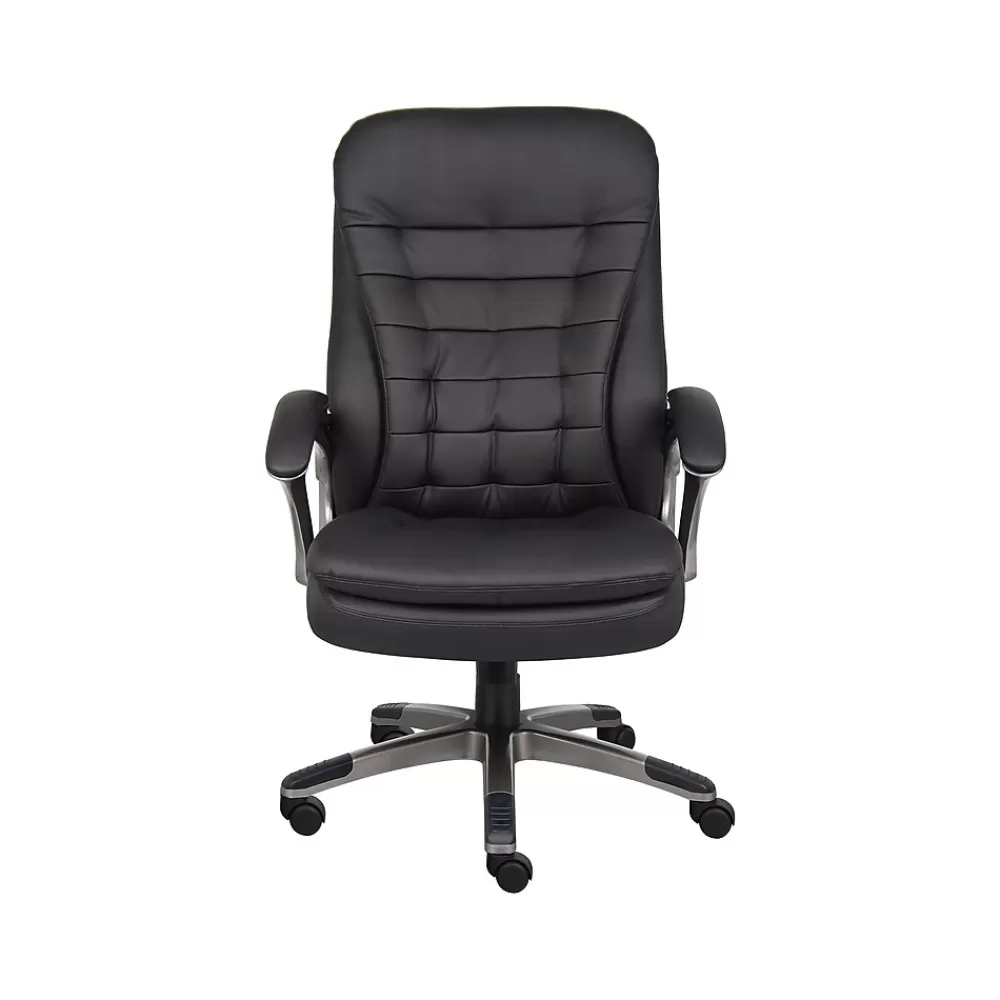 Boss Office Products Boss Faux Leather Executive Chair, Black (B9331) Online