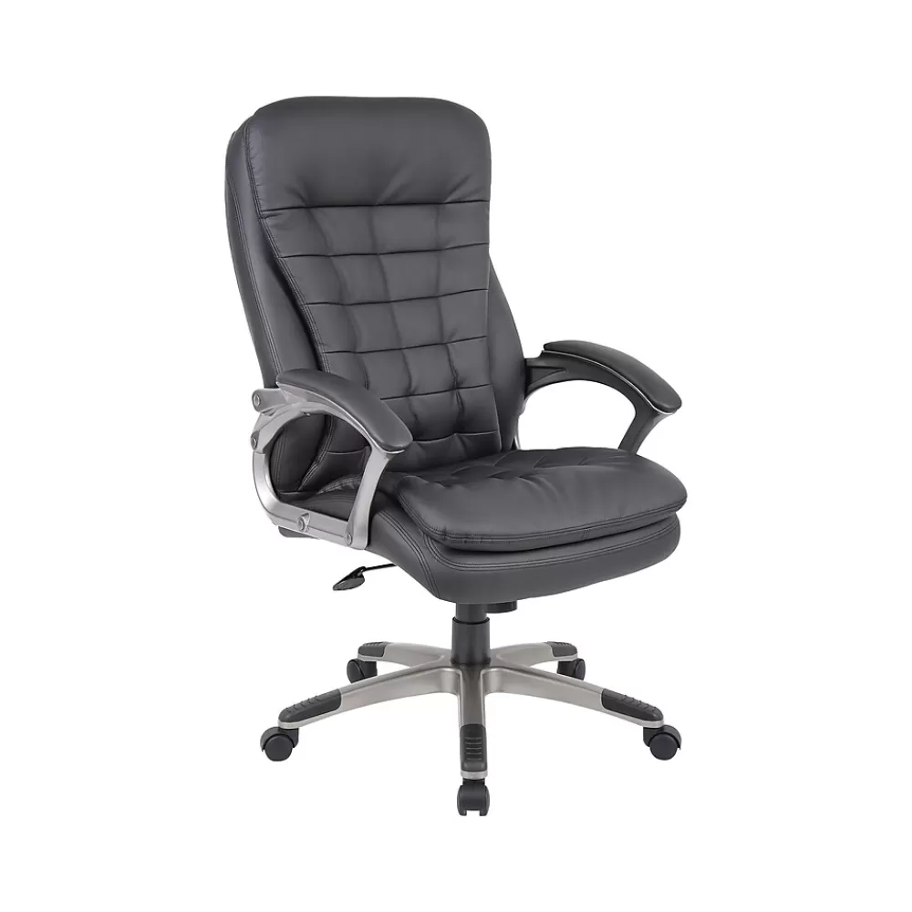 Boss Office Products Boss Faux Leather Executive Chair, Black (B9331) Online