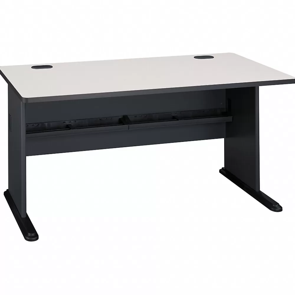 Bush Business Furniture Cubix 60"W Desk, Slate/White Spectrum (WC8460A) New