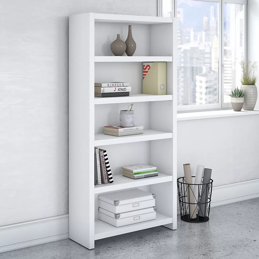 Bush Business Furniture Echo 5 Shelf Bookcase, Pure White (KI60104-03) Sale