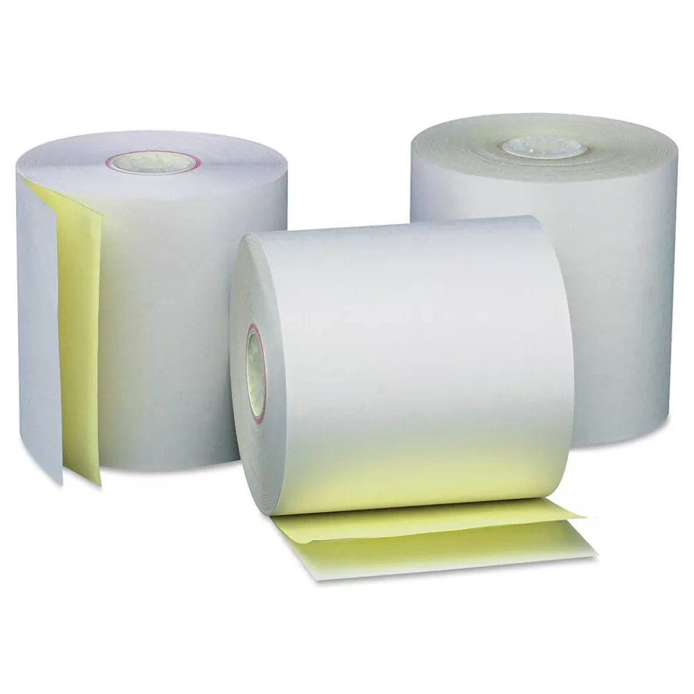 Universal Carbonless Paper Rolls, White/canary, 3" x 90 Ft, 50/Ct Discount