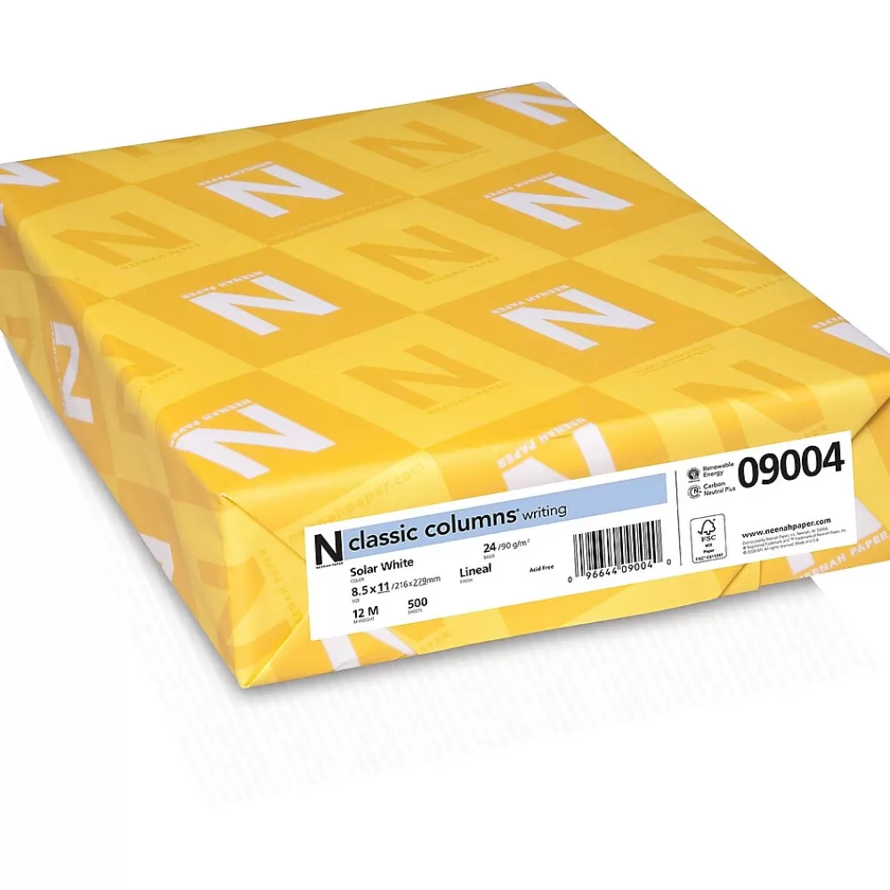Neenah Paper CLASSIC COLUMNS® Writing Paper, 8 1/2" x 11", 24 lb., Linear Pattern, Solar White, 500/Ream Best