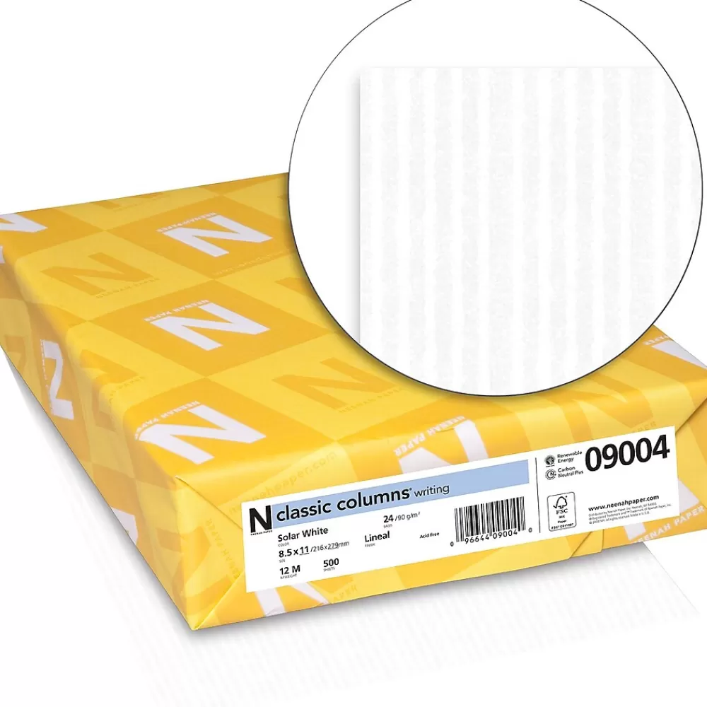 Neenah Paper CLASSIC COLUMNS® Writing Paper, 8 1/2" x 11", 24 lb., Linear Pattern, Solar White, 500/Ream Best