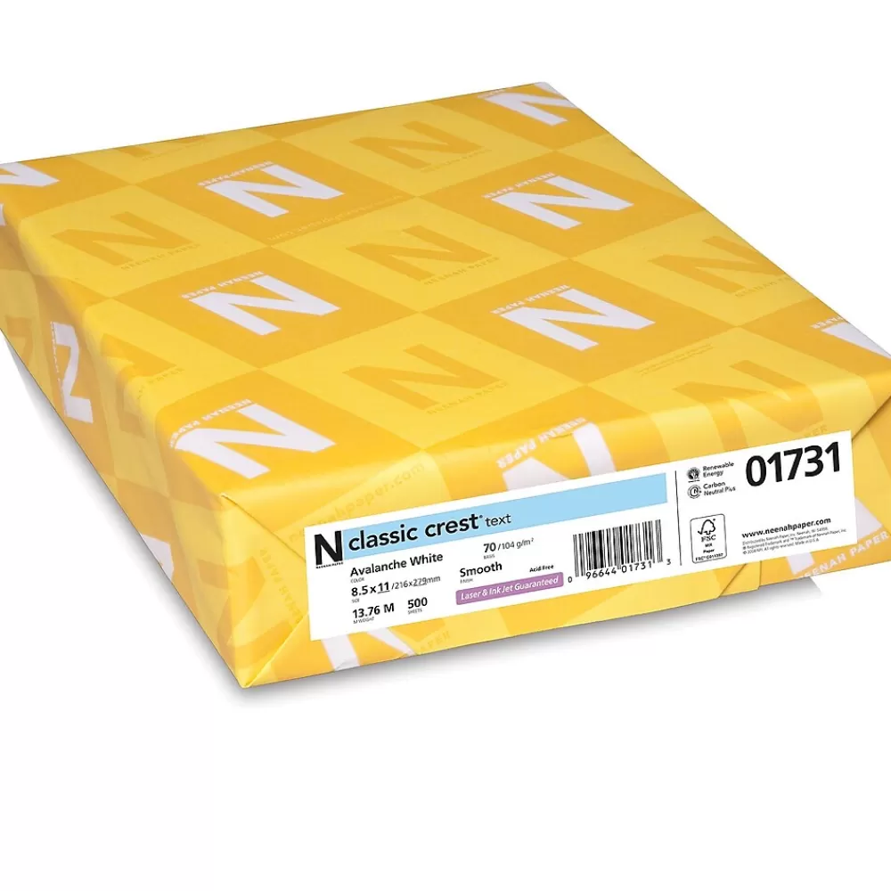 Neenah Paper CLASSIC CREST® Paper, 8 1/2" x 11", 70 lb., Smooth Finish, Avalanche White, 500/Ream Sale