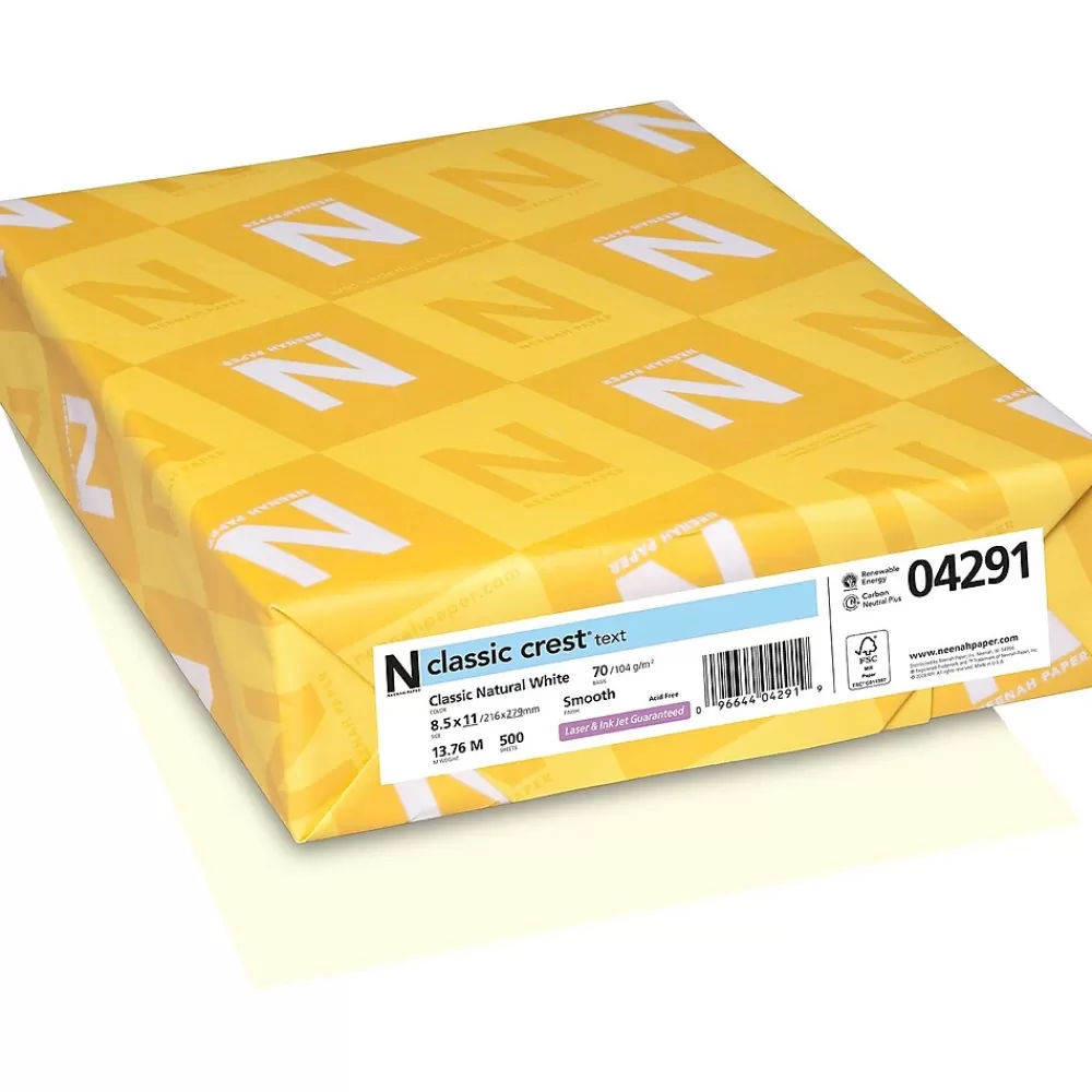 Neenah Paper CLASSIC CREST® Paper, 8 1/2" x 11", 70 lb., Smooth Finish, Natural White, 500/Ream New